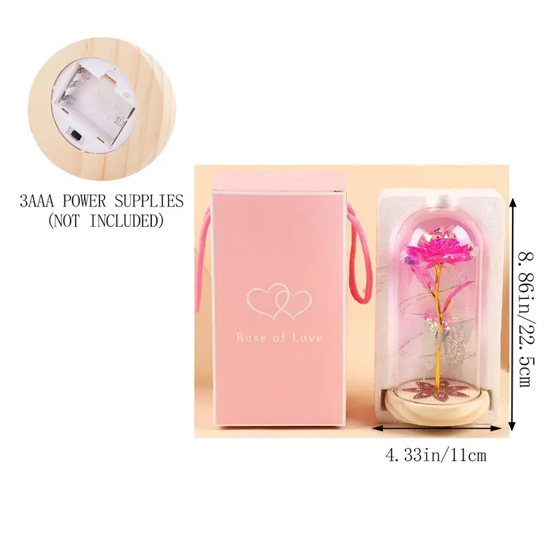 Personalized Galaxy Rose in Glass Dome with LED Light – Eternal Rose Gift - Image 4